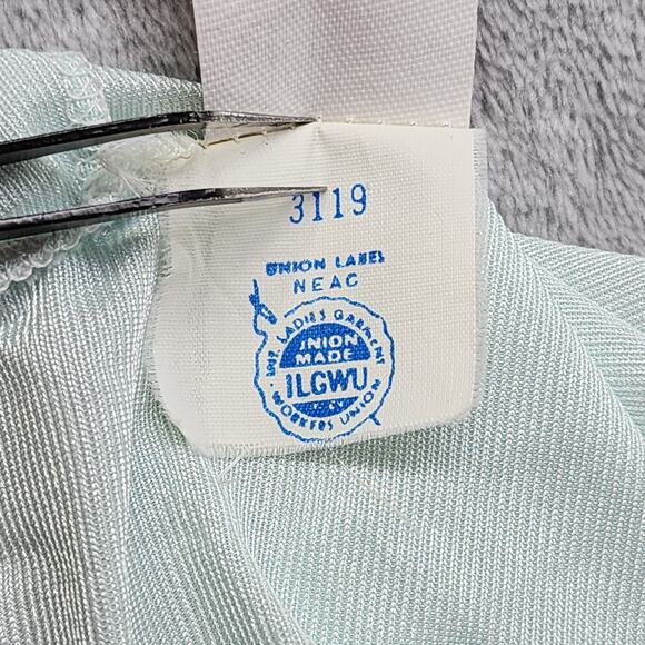Vintage 60s Petra Fashions Silky Nightgown Size M Baby Blue White Nylon Chemise - Picture 4 of 7